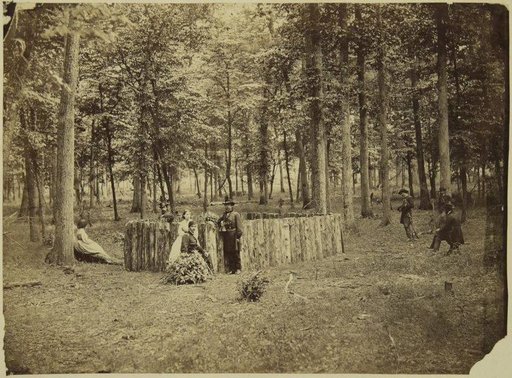 Members of the Union Army with Women in an Army Camp