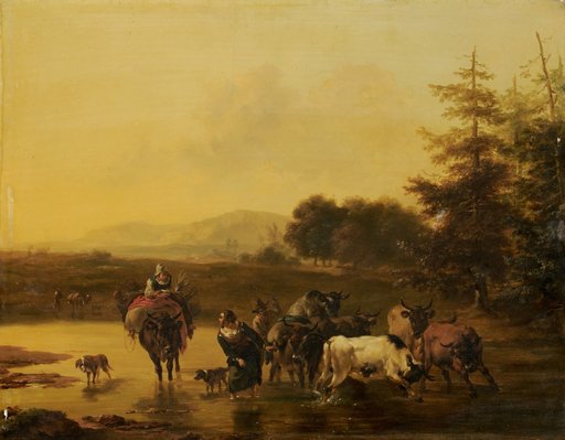 A Herd of Cattle Crossing a River