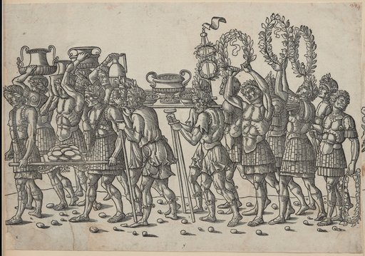 Soldiers with Ornate Bowls and Laurel Wreaths