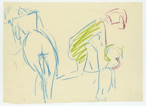 Figural Sketch (Female Nude and Woman with Child)