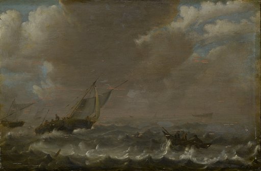 Turbulent Sea with Fishing Boats