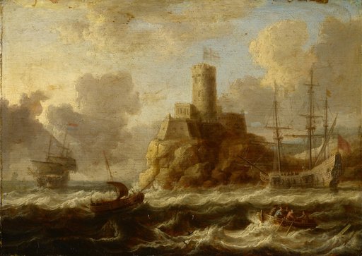 Coastal Fortress with Turbulent Sea