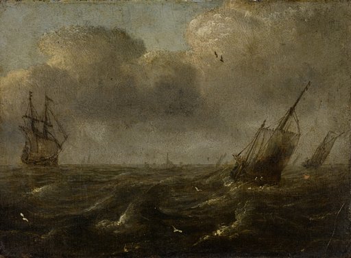 Turbulent Sea with Ships