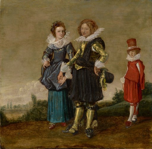 Young Couple with a Page on a Walk