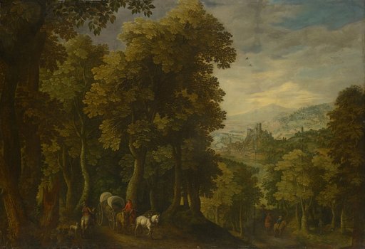 Forest Landscape with a Traveling Carriage