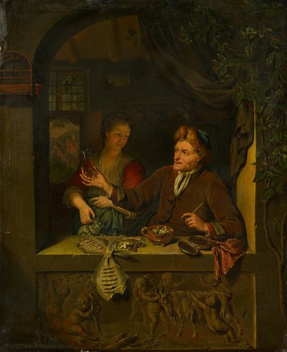 Fishmonger and Woman with a Beer Mug