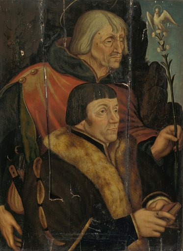 Half-Length Portrait of a Praying Man with His Patron Saint (St. Joseph?)