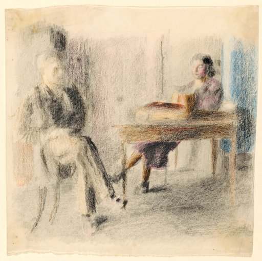 Man and Woman at a Table in an Amden Room
