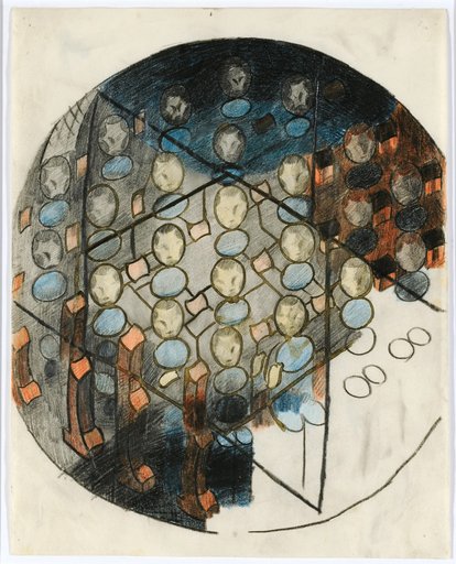 In the Minster (Expectation). Design for the Stained-Glass Window in the Zwinglihaus Zürich-Wiedikon (Overall Composition)