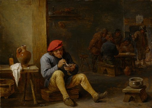Peasant in a Tavern Lighting a Pipe