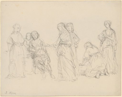 Composition Sketch with Six Women before a Seated Man