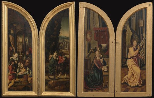 Adoration of the Shepherds and Flight into Egypt (Inner Sides); Annunciation (Outer Side)