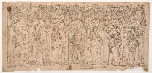 Design for a Wall Painting with Sibyls in an Arcade Architecture, with Scenes from the Life of Christ and Mary in the Lunettes