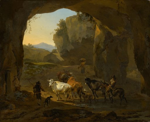 Peasants with a Herd of Cattle in a Grotto