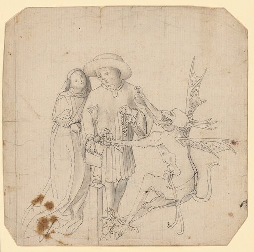 Donor at the Alms Box, Standing between Angel and Devil (after Konrad Witz?)