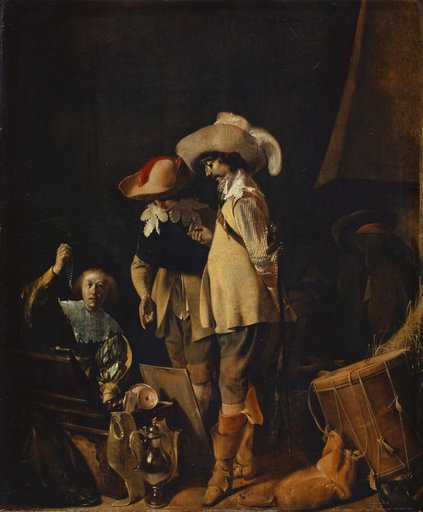 Two Officers Having Jewelry and Precious Objects Shown to Them