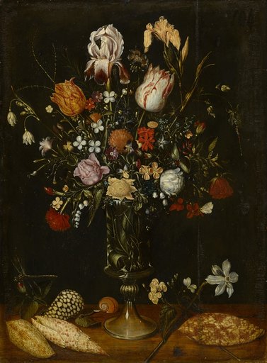Still Life with a Bouquet of Flowers in a Tall Footed Glass