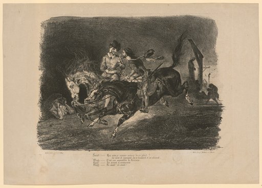 Faust and Mephistopheles galloping through the night of the sabbath