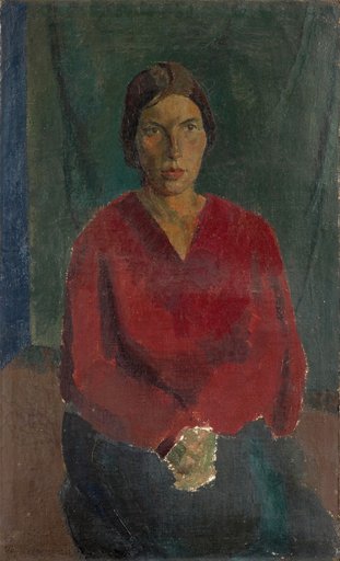 Lady in a dark blouse