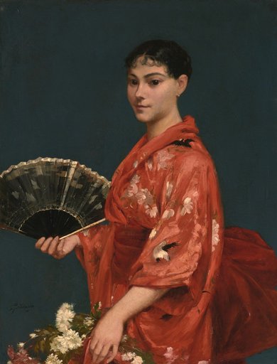 Young Lady in a Red Kimono