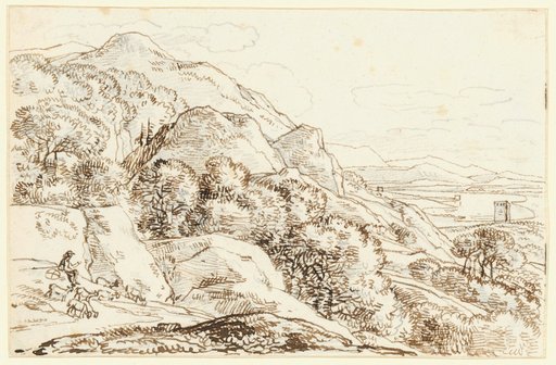 Landscape Study, a Shepherd with His Flock in the Foreground Left