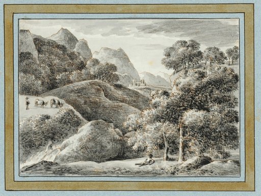 Wooded Landscape with a Castle in the Background and a Resting Traveler in the Foreground