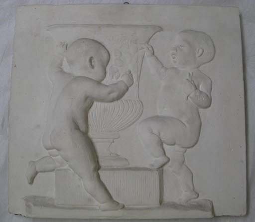 Two Cherubs Decorating a Vase with Reliefs (One of Ten Plaster Casts Depicting Scenes of Pottery from the Relief Frieze on the House of Arnold Böcklin's Brother, the Master Potter Walter Böcklin)