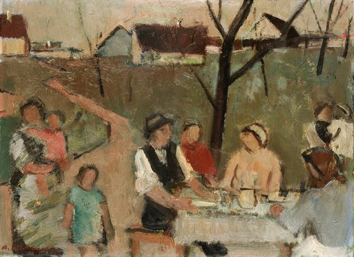 Family at a Table Outdoors