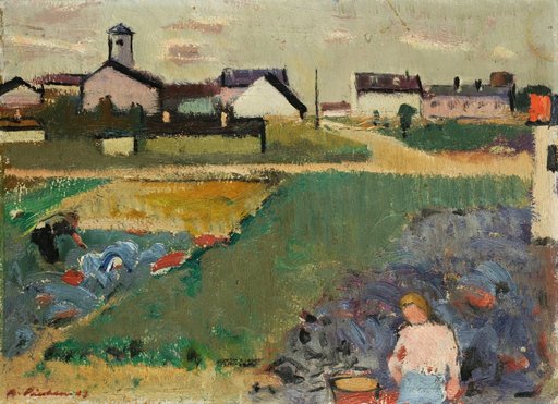 Cabbage Field in Front of a Village