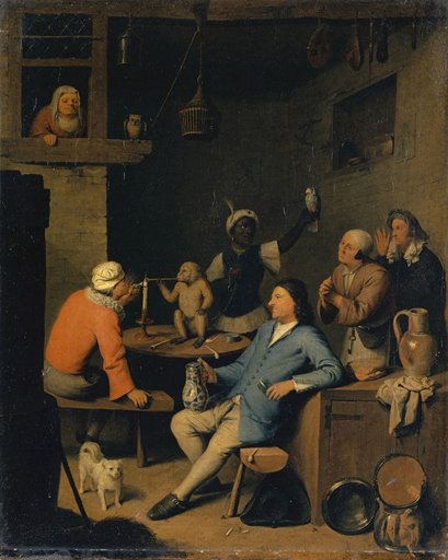 Company with a Smoking-Ape in a Tavern