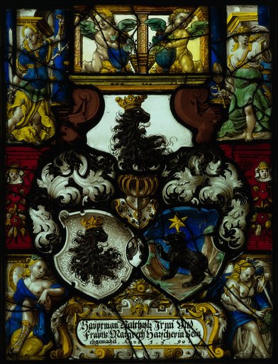 Alliance Disc with the Coats of Arms of Captain Balthasar Irmi and His Wife Margreth Harscher of Basel