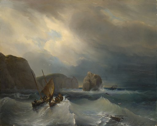 Turbulent Sea with Ships