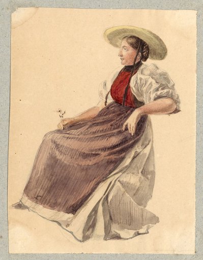 Seated Woman from Haslital in Summer Costume
