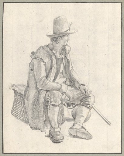 Costume Study of a Seated Italian Peasant or Shepherd in Three-Quarter Profile