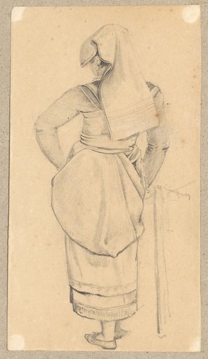 Costume Study of a Standing Italian Woman in Back View