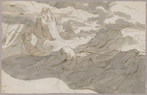 High Mountain Landscape with Clouds
