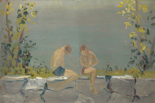 Bathing Boys on Ruins by the Lake