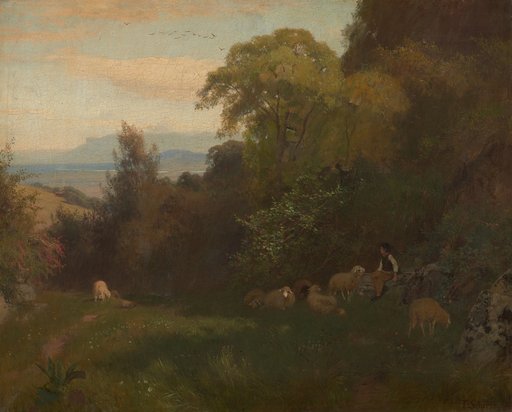 Landscape with Sheep at the Edge of the Forest