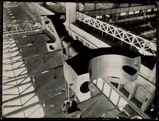 Industrial Hall with Large Metal Workpiece on a Rope