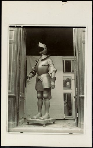Suit of armor on a transport dolly
