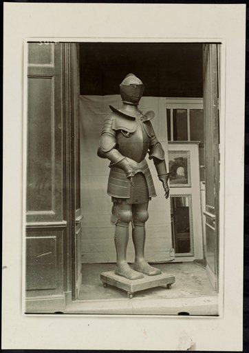 Suit of armor on a transport dolly