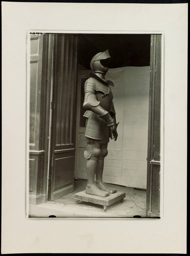 Suit of armor on a transport dolly