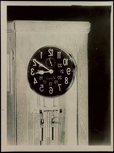 Inverted print with the motif of the "Ericsson" grandfather clock
