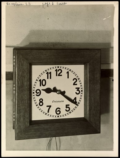 Square wall clock "Ericsson" in wooden case