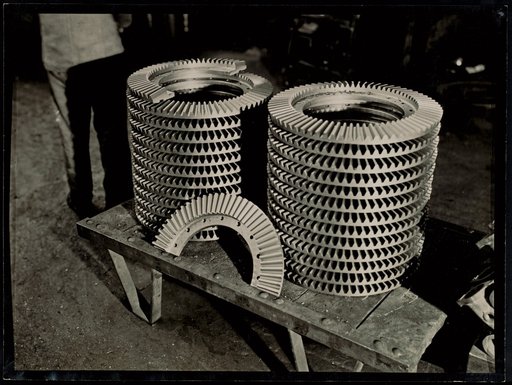 Stacked wheel-shaped metal castings