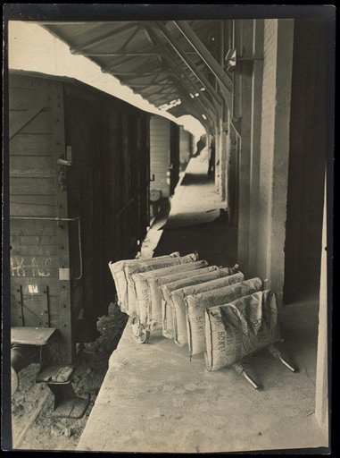 Cement sacks on a railway ramp