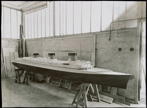Ship model in a workshop