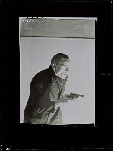 Hip-Length Portrait of a Man with a Pistol, Advertisement for the Insurance Company "Assurance la Cité"