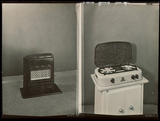 Radio "Codin 150" and gas stove "Butagaz" on kitchen cabinet