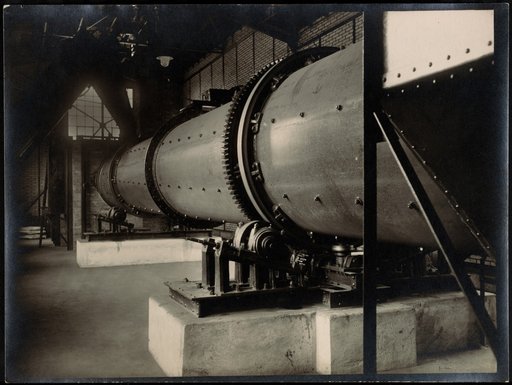 Factory hall with large pipe on concrete supports